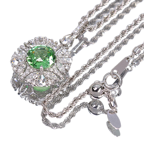 グリーンガーネット（ツァボライト） 3ct ダイヤモンド 1.4ct ホワイト