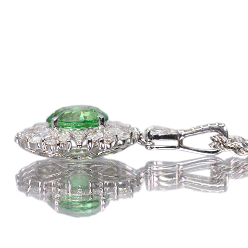 グリーンガーネット（ツァボライト） 3ct ダイヤモンド 1.4ct ホワイト