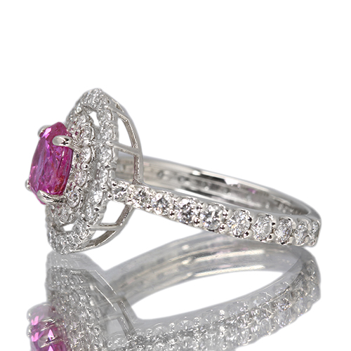 GIA鑑定書付き：非加熱天然ピンクサファイア1ctリング12.5新品未使用 非加熱 ハートシェイプピンクサファイアルース SA 1.07ct GIA