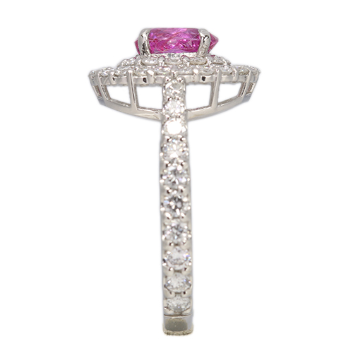 プラチナ　天然ピンクサファイア0.98ct指輪　ダイヤ付き　宝石鑑別書　14号 ピンクサファイア 1.4ct ダイヤモンド 0.4ct プラチナ リング(指輪