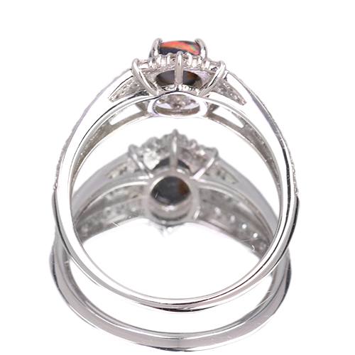 専用オーダーメイドライトニングリッジ産セミブラックオパール　950SVリング HANDMADE】PT950 ブラックオパール 10.948ct ダイヤモンド 2.812