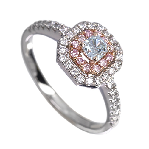 ブルーダイヤモンド 0.286ct/LGB/VS2 ピンクダイヤモンド 0.08ct