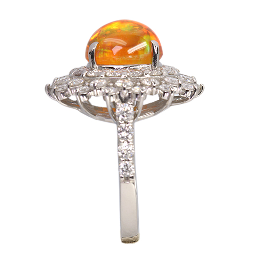 ファイアオパール　メキシコ産　プラチナ メキシコ産ファイアオパール 1.7ct ダイヤモンド 約1ct プラチナ