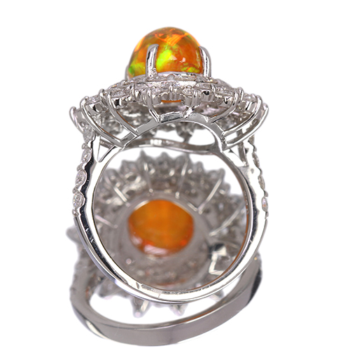 メキシコ産ファイアオパール 約3ct ダイヤモンド 約2ct プラチナ