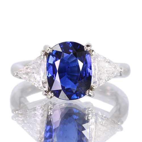 ロイヤルブルーサファイア 約3ct ダイヤモンド 1ct プラチナ リング