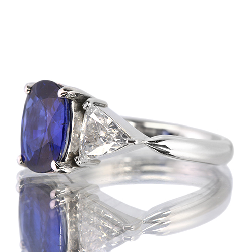 ロイヤルブルーサファイア 約3ct ダイヤモンド 1ct プラチナ リング