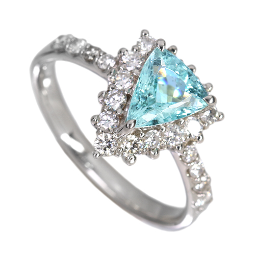 パライバトルマリン 約1.1ct ダイヤモンド 0.5ct プラチナ リング(指輪