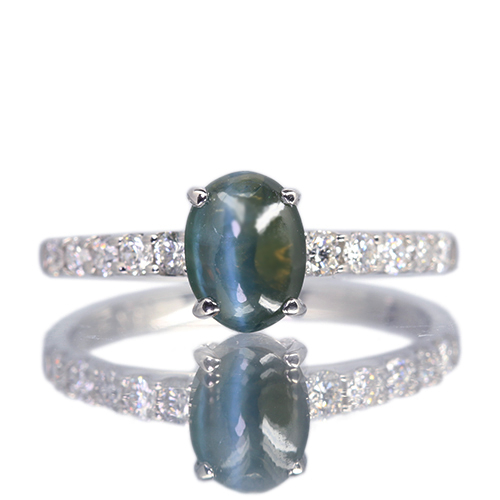 アレキサンドライトキャッツアイリング アレキサンドライトキャッツアイ 1.1ct ダイヤモンド 0.2ct プラチナ
