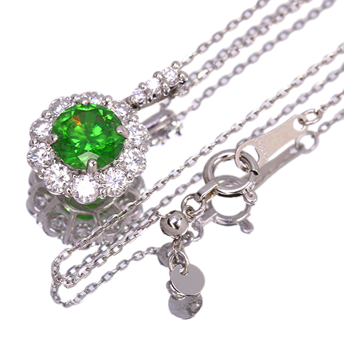 ロシア産デマントイドガーネット 1.21ct ダイヤモンド 0.64ct プラチナ