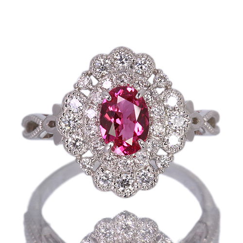 スクエアルビー　ダイヤモンド　リング　0.75/0.11ct　プラチナ ルビー 指輪 プラチナ リング 0.447ct ダイヤ 0.086ct 7月