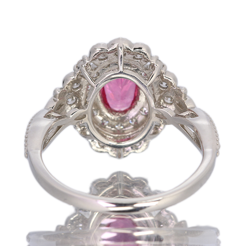 ネオンピンクスピネル 0.7ct ダイヤモンド 0.5ct プラチナ リング(指輪