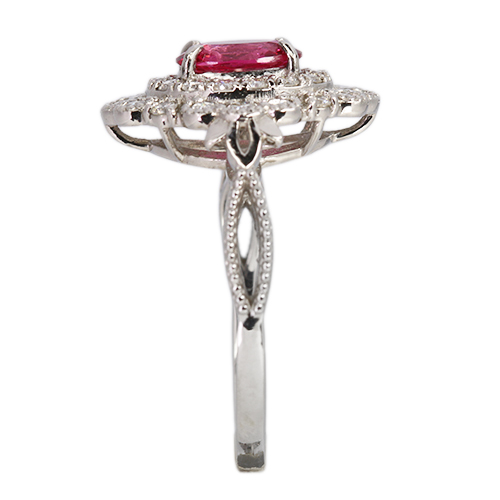 ネオンピンクスピネル 0.7ct ダイヤモンド 0.5ct プラチナ リング(指輪