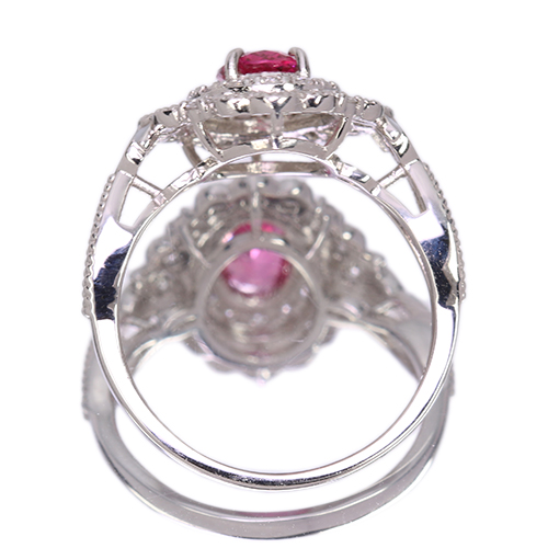 ネオンピンクスピネル 0.7ct ダイヤモンド 0.5ct プラチナ リング(指輪