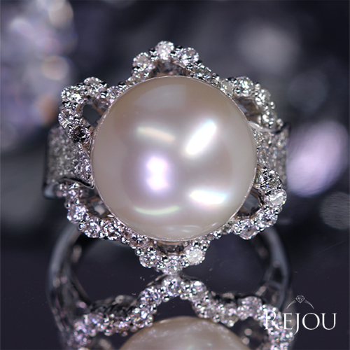 第457回抽選販売＞南洋白蝶真珠 14㎜ ダイヤモンド 1.1ct