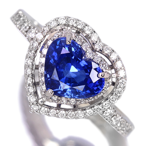 ロイヤルブルーサファイア1.02ct ダイヤ0.73ct ハートシェイプリング ロイヤルブルーサファイア1ct ダイヤ0.7ct ハートシェイプ