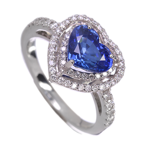 ハートシェイプブルーサファイア 2.7ct ダイヤモンド 0.4ct プラチナ