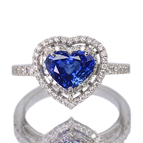 ハートシェイプブルーサファイア 2.7ct ダイヤモンド 0.4ct プラチナ