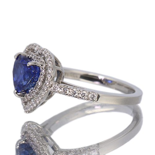 ロイヤルブルーサファイア1.02ct ダイヤ0.73ct ハートシェイプリング ロイヤルブルーサファイア1ct ダイヤ0.7ct ハートシェイプ プラチナ