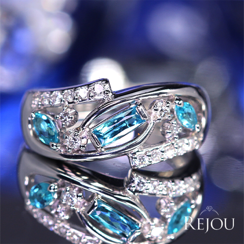 ブラジル産パライバトルマリン 0.38ct ダイヤモンド プラチナ リング