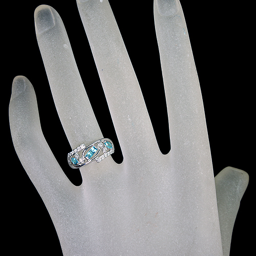 ブラジル産パライバトルマリン 0.38ct ダイヤモンド プラチナ リング