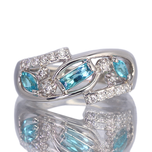 パライバトルマリン0.115ct ダイヤ0.88ctプラチナリング ブラジル産パライバトルマリン 0.08ct ダイヤモンド 0.4ct