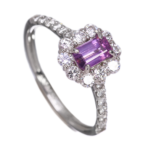 プラチナ✨ダイヤ✖️ピンクサファイアデザインリング❤️ソーティング付き ピンクサファイア プラチナリング(9月誕生石)《25N02201