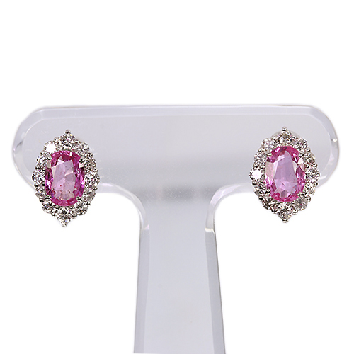 パパラチアサファイア 0.89ct/0.84ct ダイヤモンド 0.8ct プラチナ