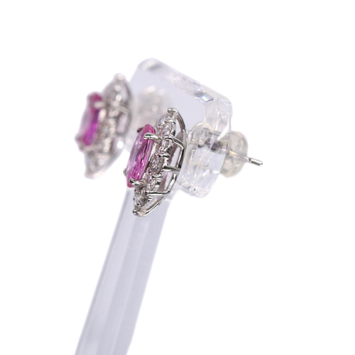 パパラチアサファイア 0.89ct/0.84ct ダイヤモンド 0.8ct プラチナ