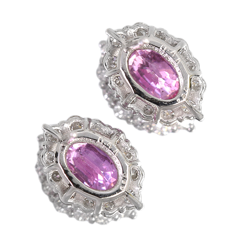パパラチアサファイア 0.89ct/0.84ct ダイヤモンド 0.8ct プラチナ