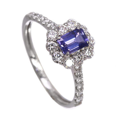 非加熱パープルサファイア 0.6ct ダイヤモンド 0.6ct プラチナ リング