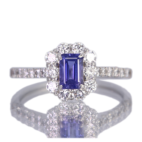 非加熱パープルサファイア 0.6ct ダイヤモンド 0.6ct プラチナ リング 