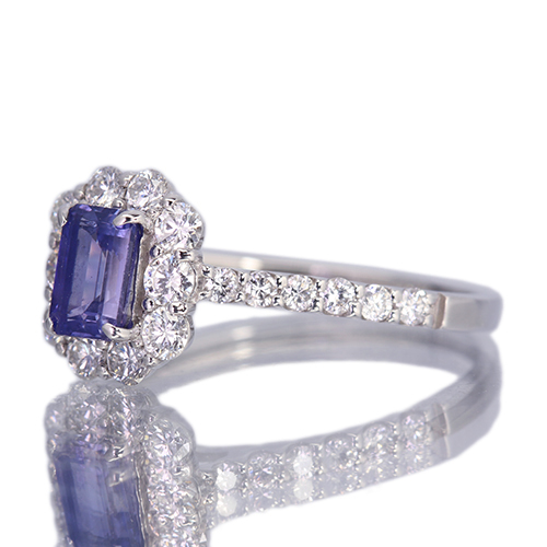 非加熱パープルサファイア 0.6ct ダイヤモンド 0.6ct プラチナ リング