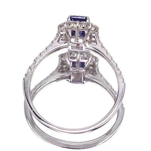 非加熱パープルサファイア 0.6ct ダイヤモンド 0.6ct プラチナ リング