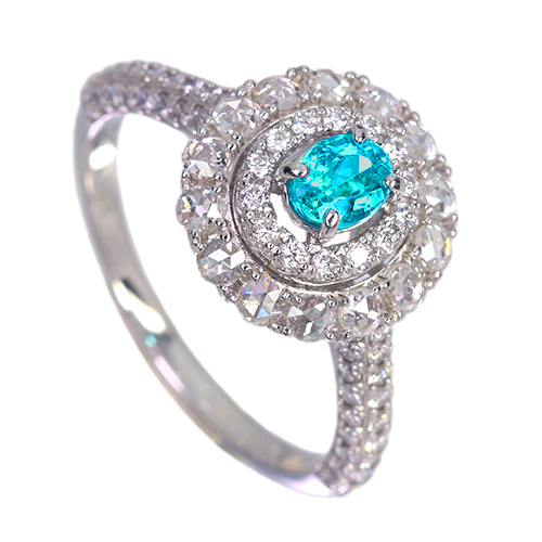 ブラジル産パライバトルマリン 0.34ct ダイヤモンド 約0.8ct プラチナ