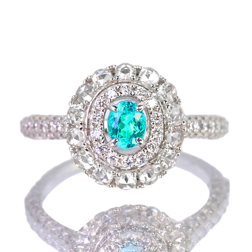 ブラジル産パライバトルマリン 0.34ct ダイヤモンド 約0.8ct プラチナ