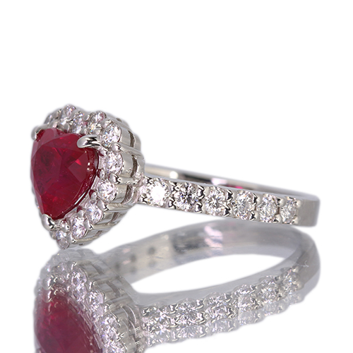 美品】ハートカットルビー ダイヤモンドリング 0.48/0.03ct プラチナ 