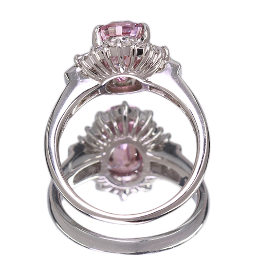 スリランカ産パパラチアサファイア 3.7ct ダイヤモンド 約1ct プラチナ