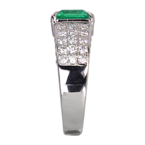エメラルド 1.2ct ダイヤモンド 1.0ct プラチナ リング(指輪)【品質