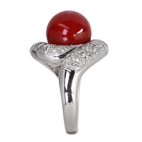 第460回抽選販売＞血赤珊瑚 11㎜ ダイヤモンド 1.3ct プラチナ リング