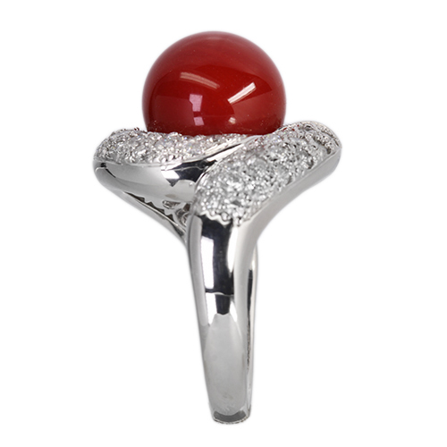 第460回抽選販売＞血赤珊瑚 11㎜ ダイヤモンド 1.3ct プラチナ リング