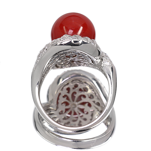 第460回抽選販売＞血赤珊瑚 11㎜ ダイヤモンド 1.3ct プラチナ