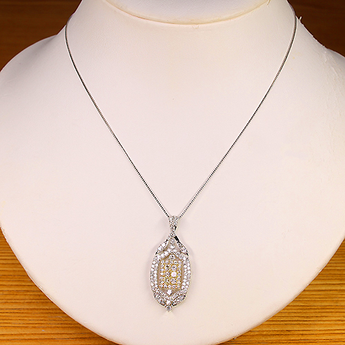 ダイヤモンド 2.0ct プラチナ イエローゴールド ネックレス【品質