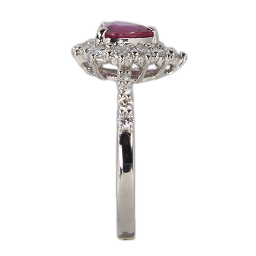非加熱ハートシェイプルビー 1.0ct ダイヤモンド 約0.8ct プラチナ