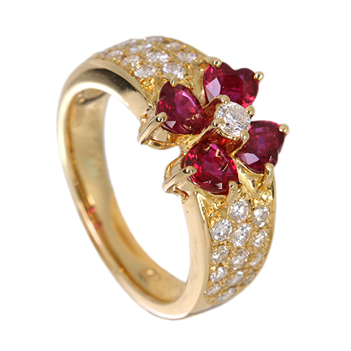 ルビー 1.2ct ダイヤモンド 0.5ct イエローゴールド リング(指輪