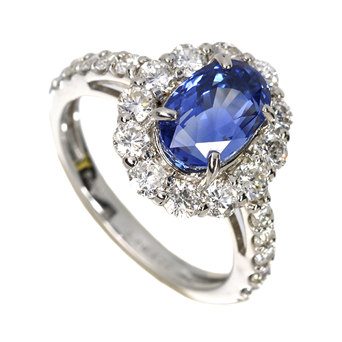 スリランカ産非加熱ブルーサファイア 3.0ct ダイヤモンド 1.2ct