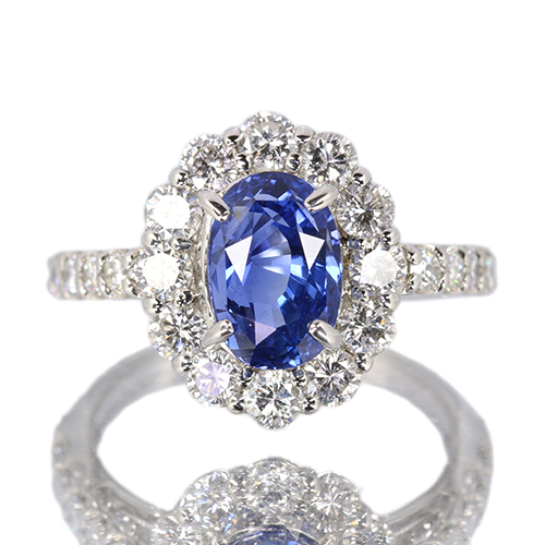 スリランカ産非加熱ブルーサファイア 3.0ct ダイヤモンド 1.2ct