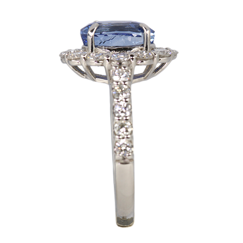 スリランカ産非加熱ブルーサファイア 3.0ct ダイヤモンド 1.2ct