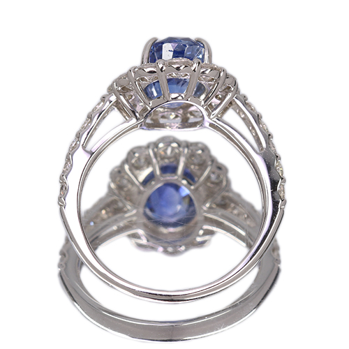 スリランカ産非加熱ブルーサファイア 3.0ct ダイヤモンド 1.2ct