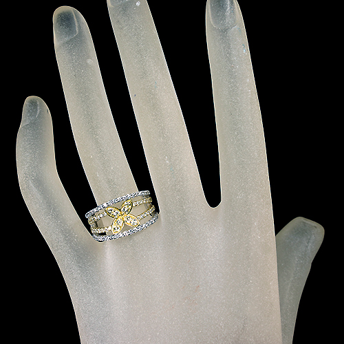 ダイヤモンド 1.0ct イエロー/ホワイトゴールド リング(指輪)【品質