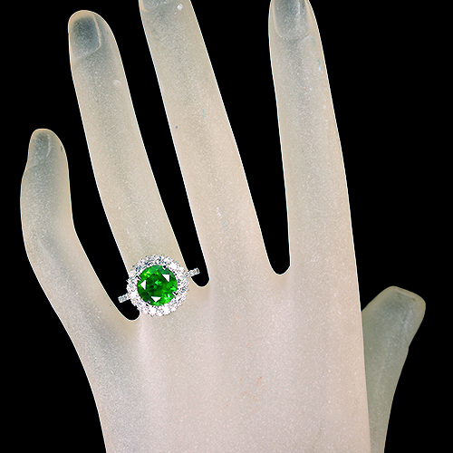 ロシア産デマントイドガーネット 約3.3ct ダイヤモンド 0.6ct プラチナ